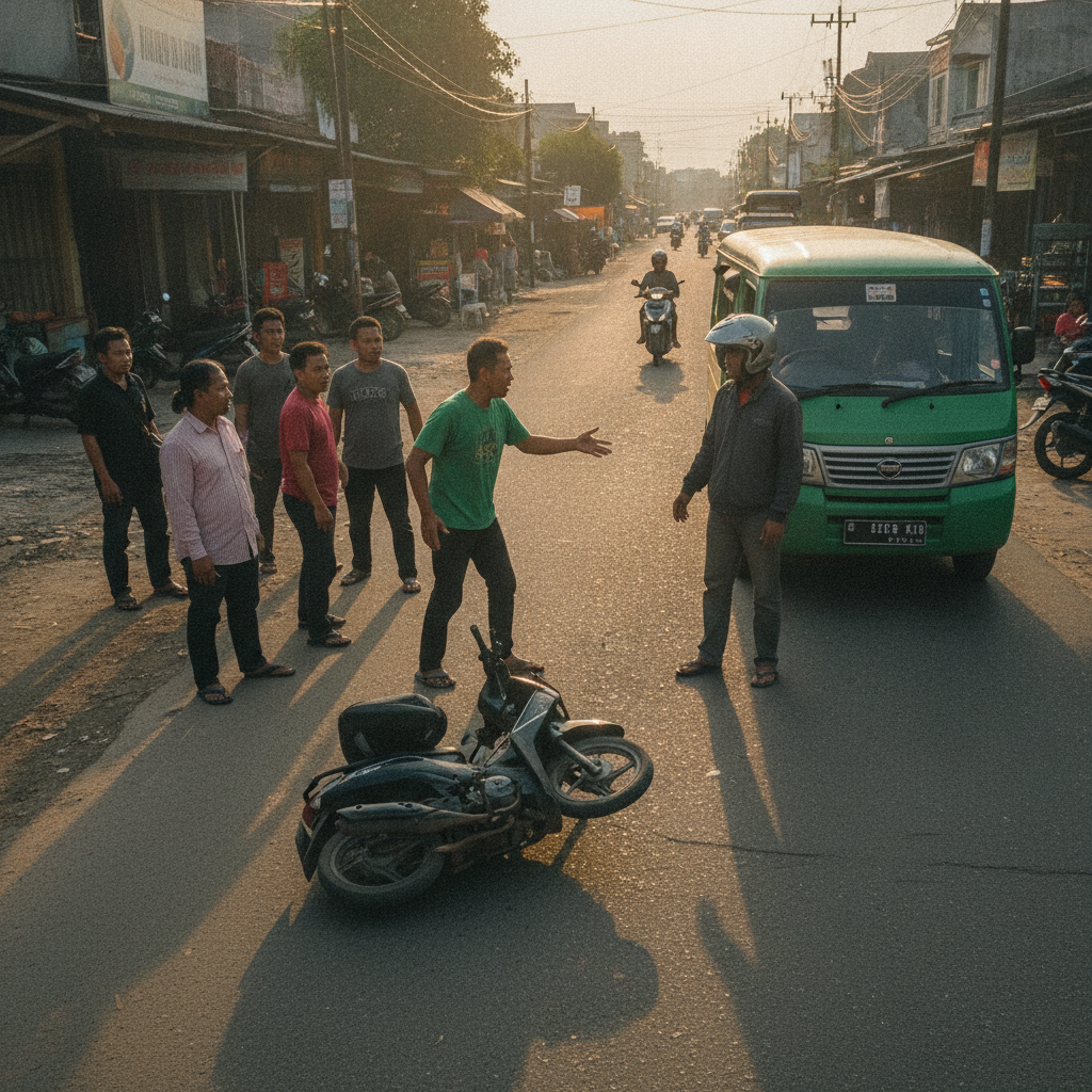 Sopir Angkot dan Pemotor Cekcok di Bogor, Motor Ditendang hingga Jatuh