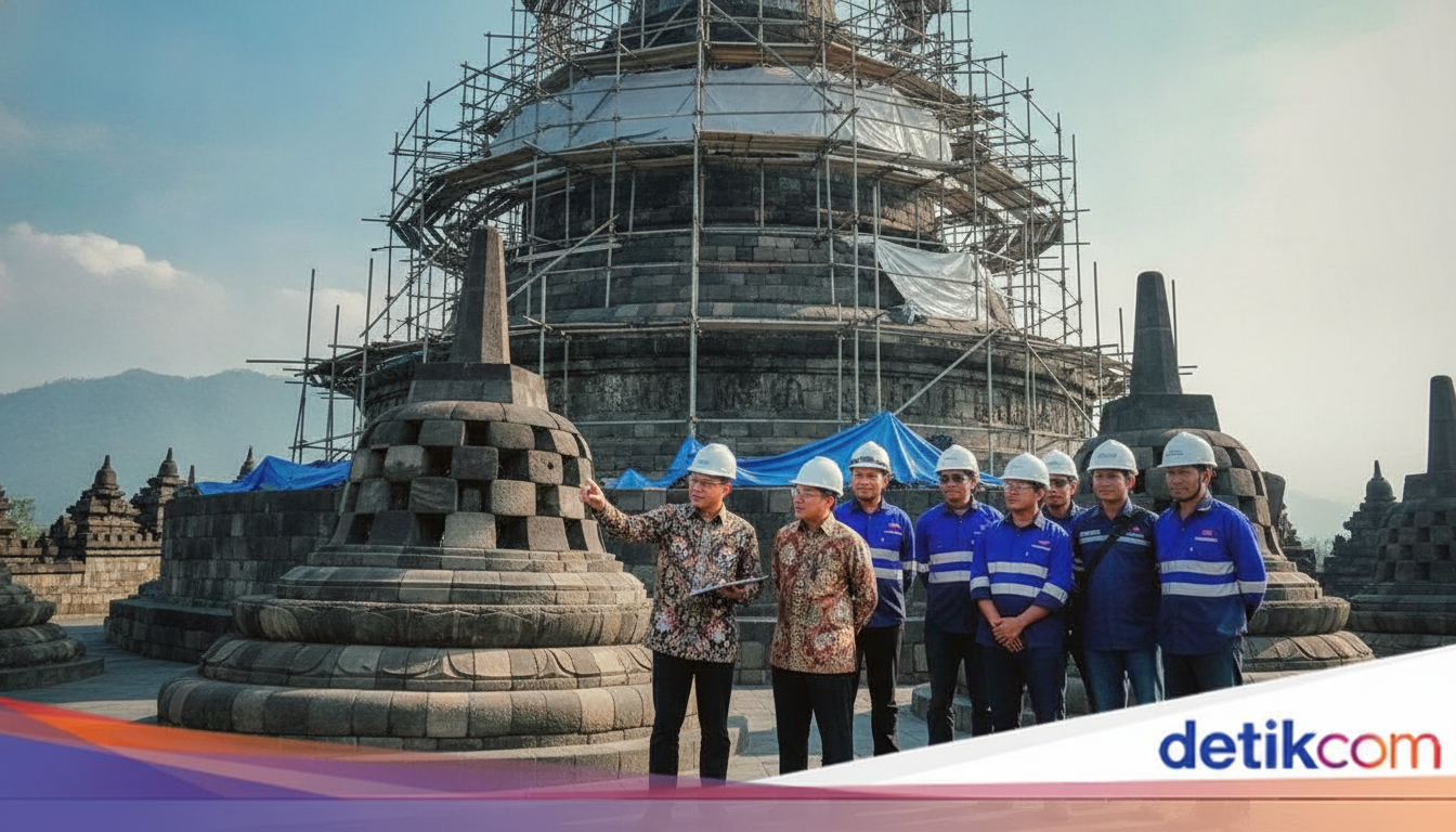 Menteri Kebudayaan Pastikan Pemugaran Yasti dan Mahastupa Candi Borobudur Sesuai Kaidah Konservasi
